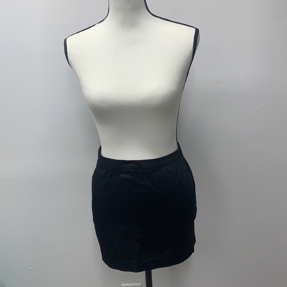 Black satin mini skirt